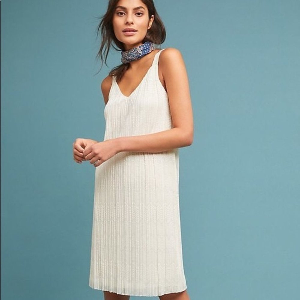 Meadow & Rue Anthropologie shift dress cream lace